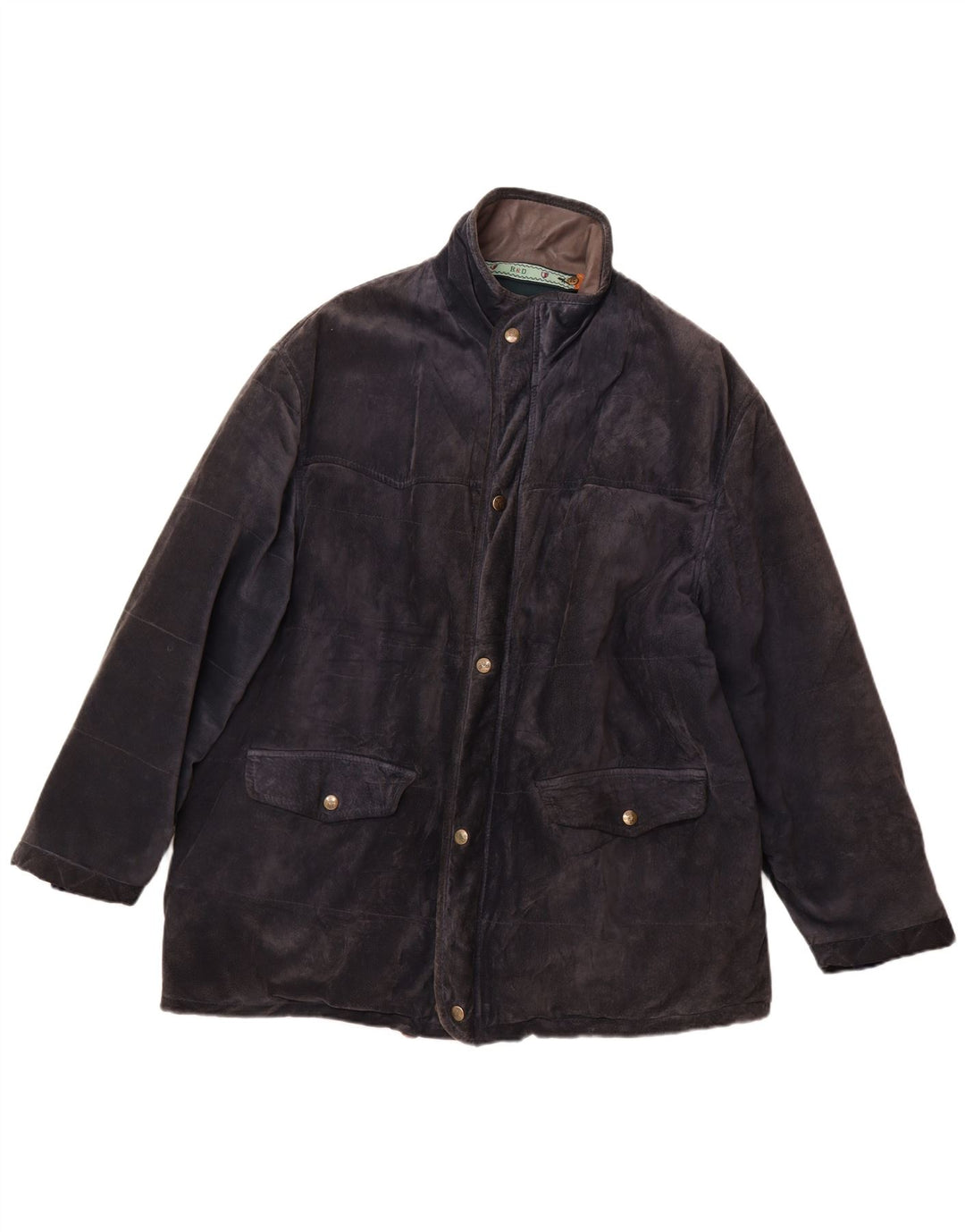 Винтажная мужская замшевая ветровка IT 52 XL Темно-синяя кожаная