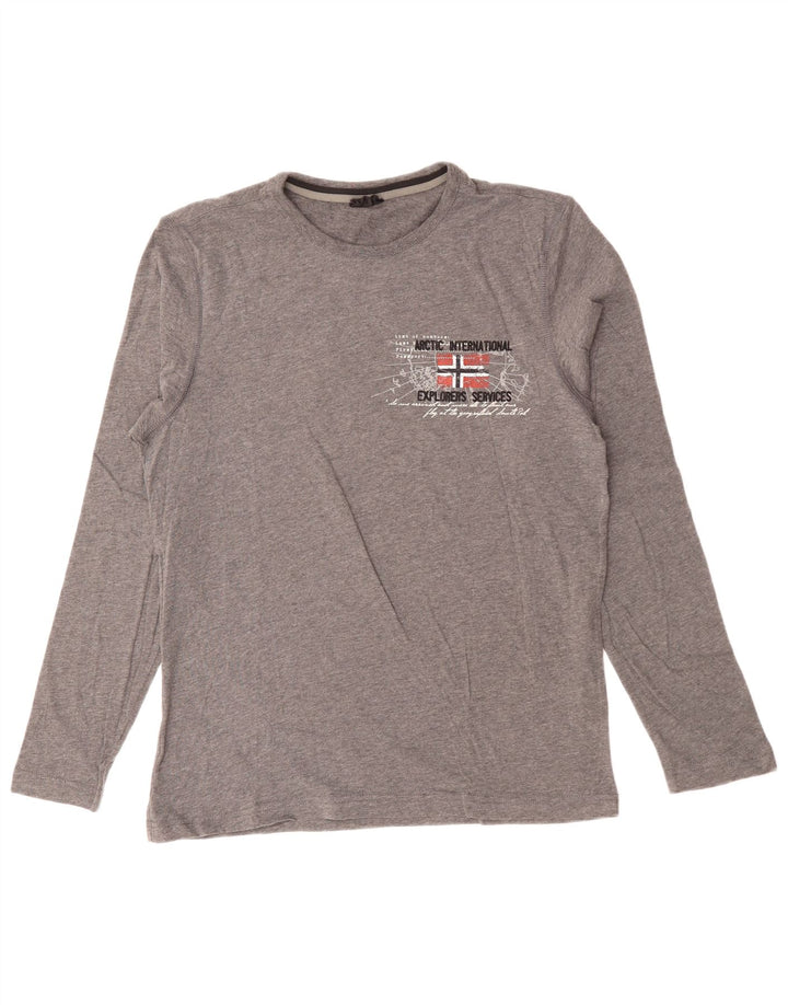 NAPAPIJRI Мужской топ с длинным рукавом и рисунком, средний серый