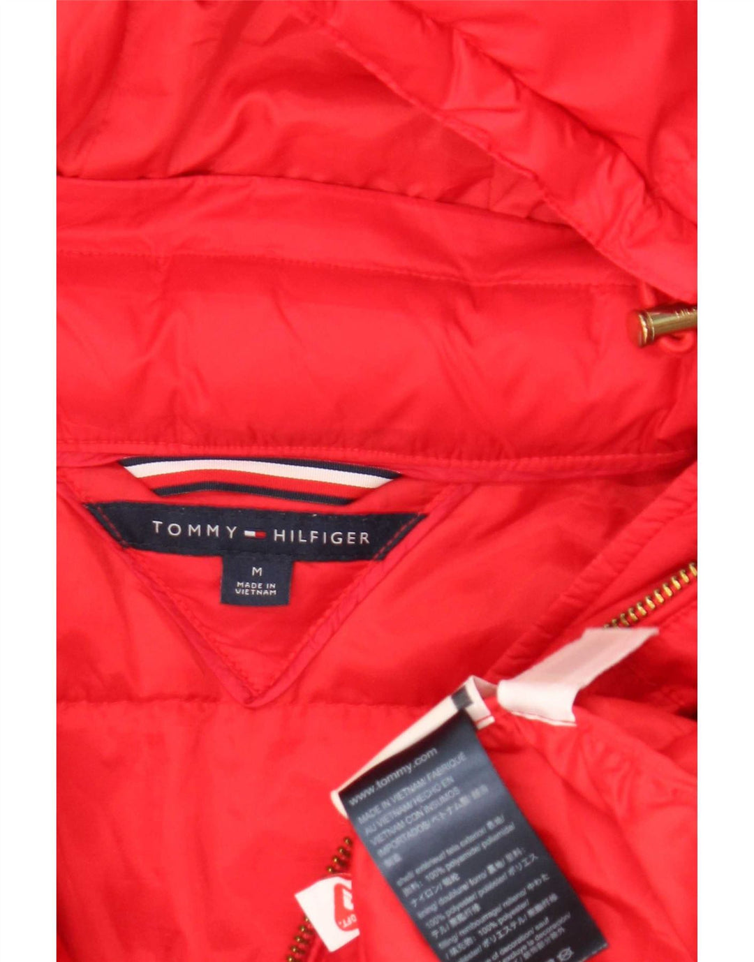 Женская утепленная куртка с капюшоном Tommy Hilfiger UK 14, средний красный полиамид