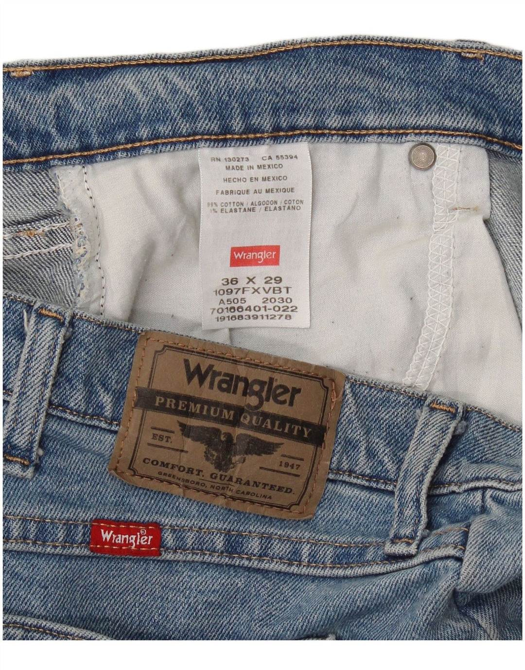 Мужские прямые джинсы Wrangler W36 L29, синие, хлопок