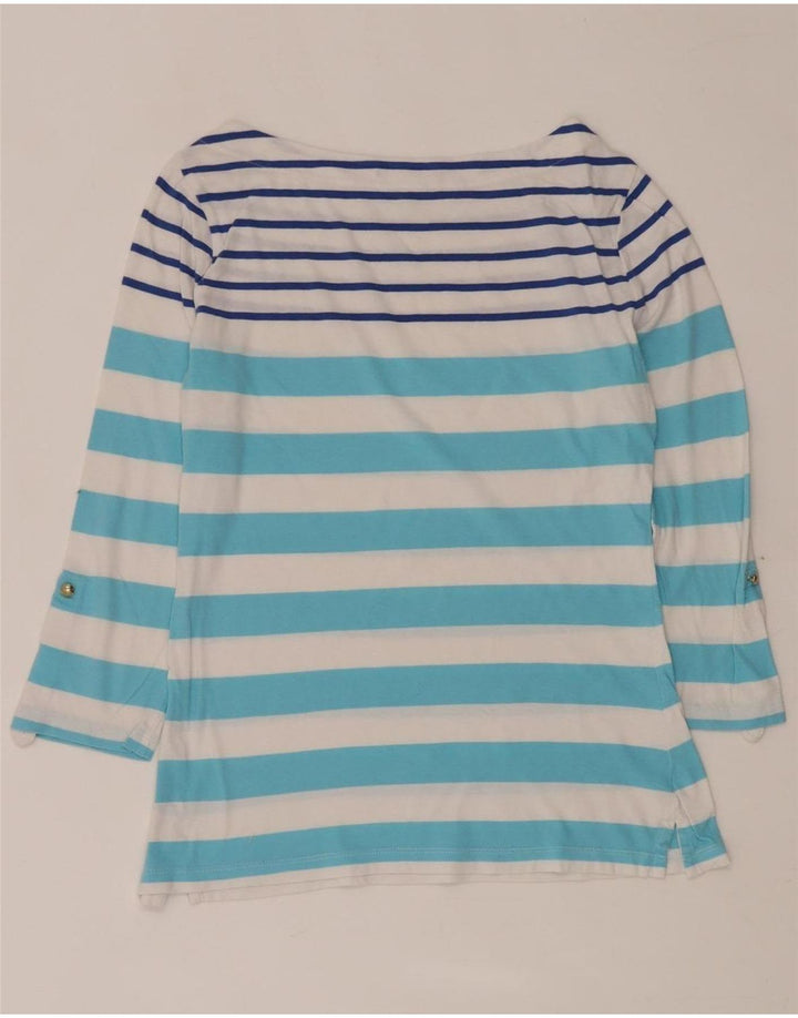 TOMMY HILFIGER Женский топ с рукавом 3/4 UK 12, средний синий в полоску
