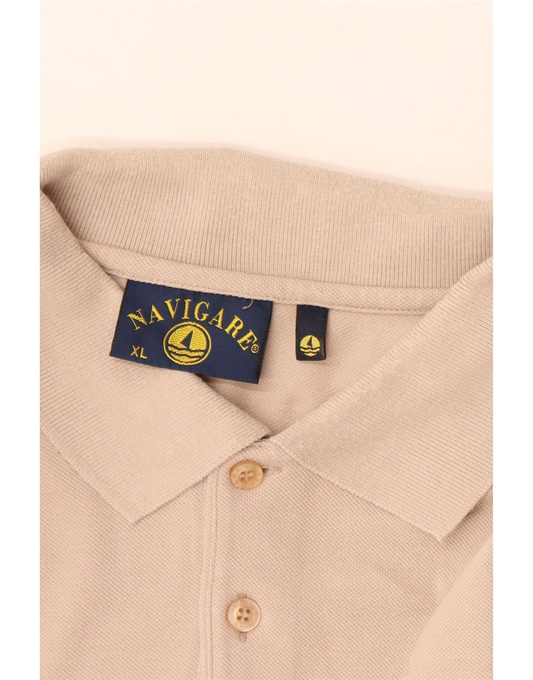 NAVIGARE Мужская рубашка-поло с длинным рукавом XL, бежевый хлопок