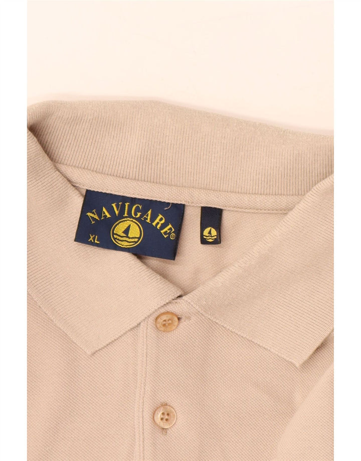 NAVIGARE Мужская рубашка-поло с длинным рукавом XL, бежевый хлопок