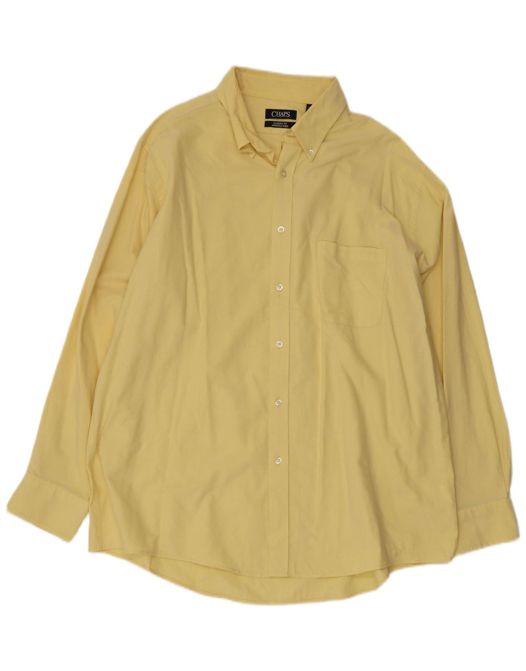 CHAPS Mens Classic Fit Shirt Size 17 17 1/2 XL Yellow Cotton