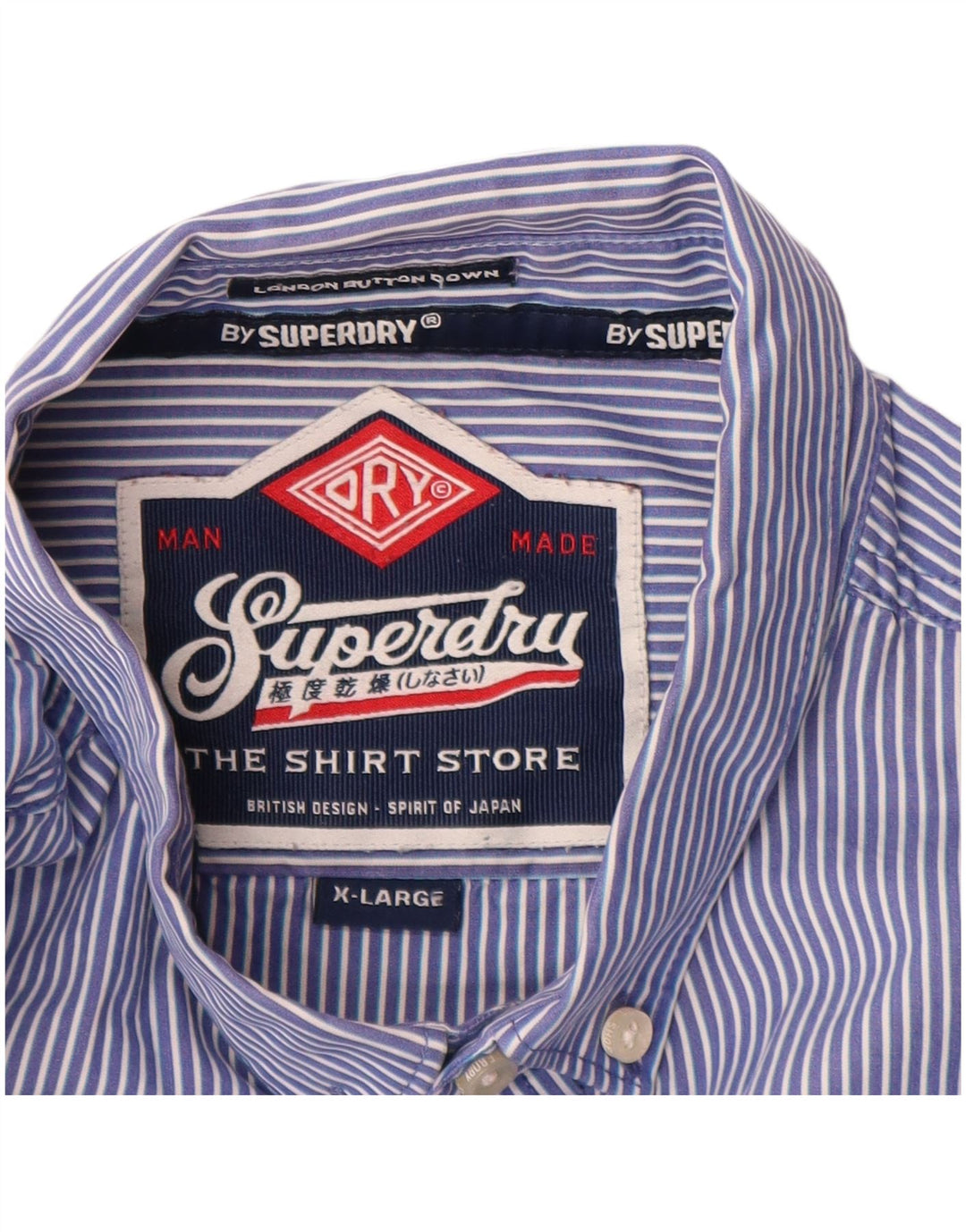 Мужская рубашка Superdry XL, синяя хлопковая полоска