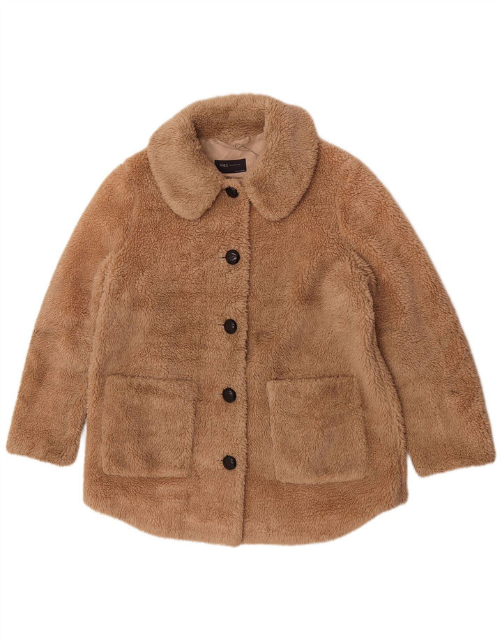 Женская флисовая куртка Marks & Spencer Teddy Bear UK 14, большая, бежевая, полиэстер