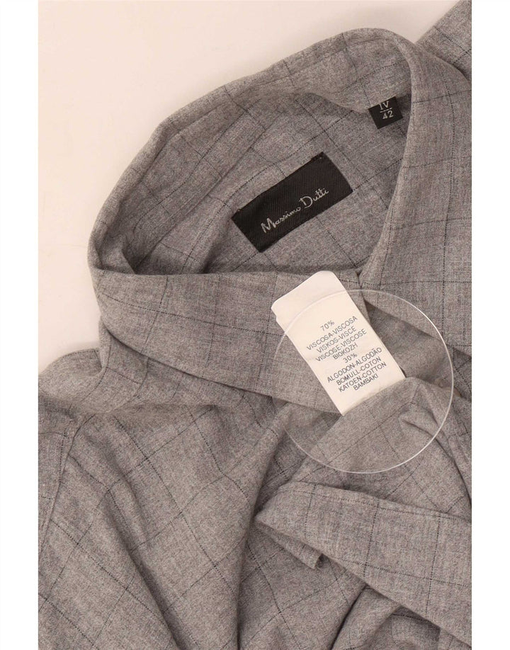 Мужская высокая рубашка Massimo Dutti, размер 42, большая серая клетка, вискоза