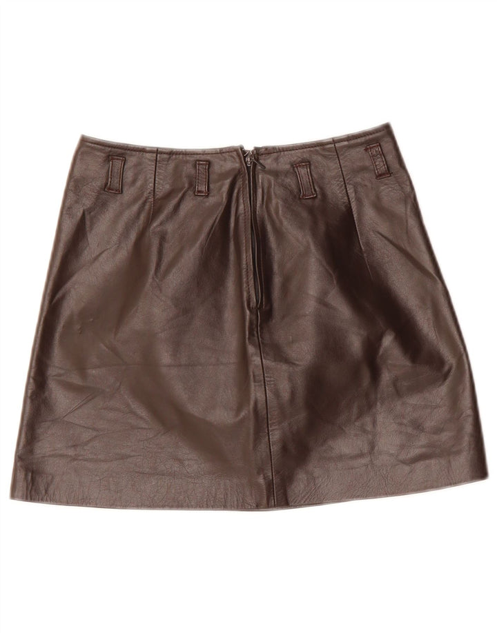Винтажная женская мини-кожаная юбка IT 40, маленькая W26, коричневая кожа