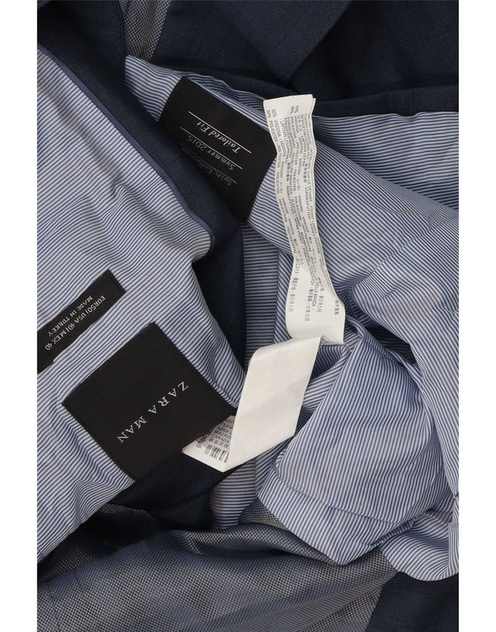 Мужской пиджак индивидуального покроя Zara на 2 пуговицах EU 50, средний темно-синий