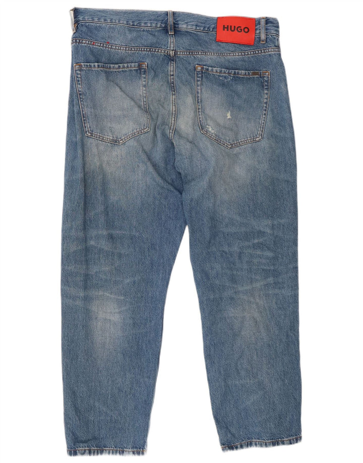 Мужские прямые джинсы HUGO BOSS W34 L27, синий хлопок