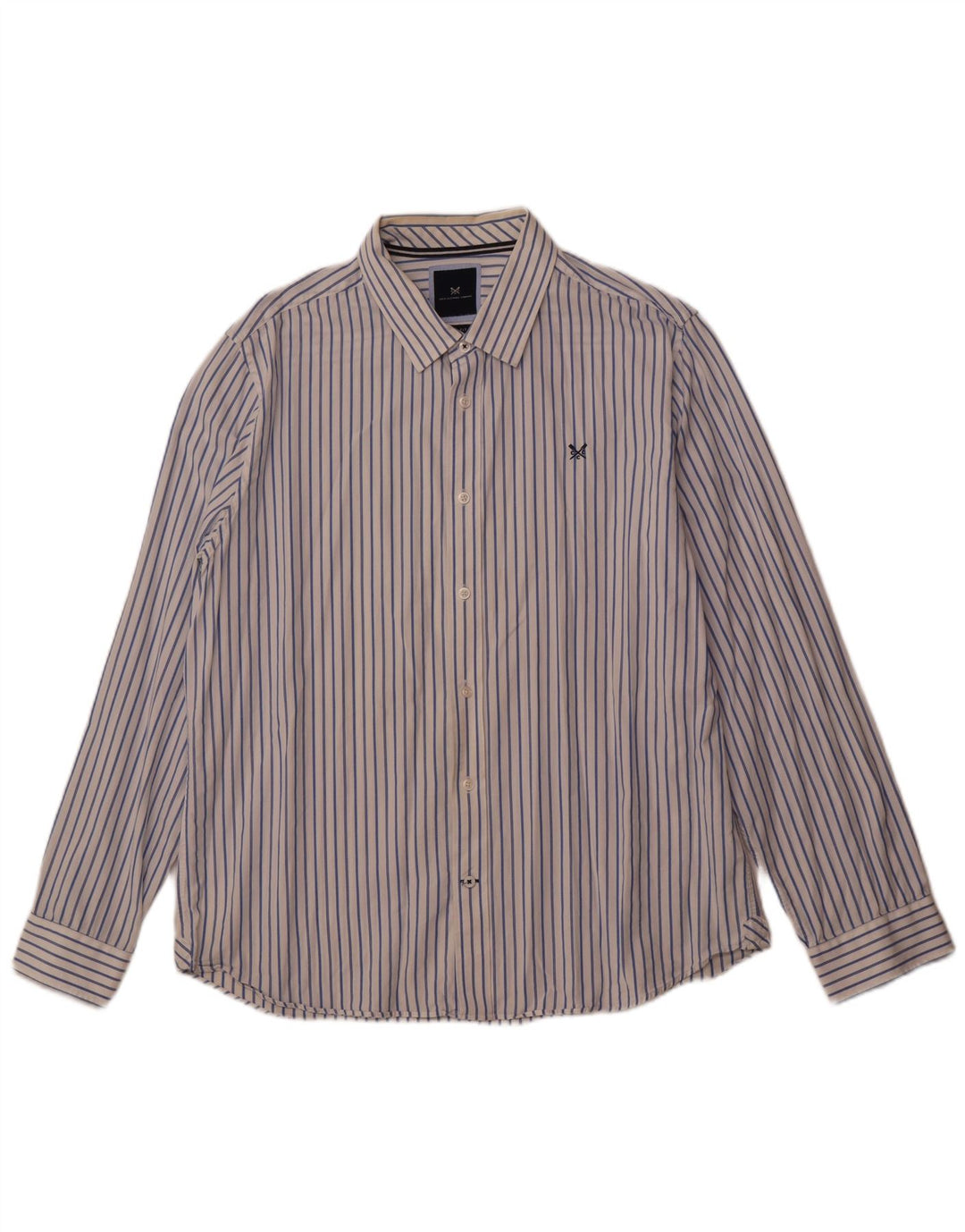 Crew Clothing Мужская приталенная рубашка 2XL из хлопка в белую полоску