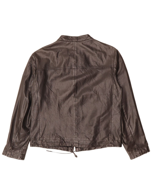 Женская кожаная куртка Rene Lezard UK 10 маленькая черная кожаная