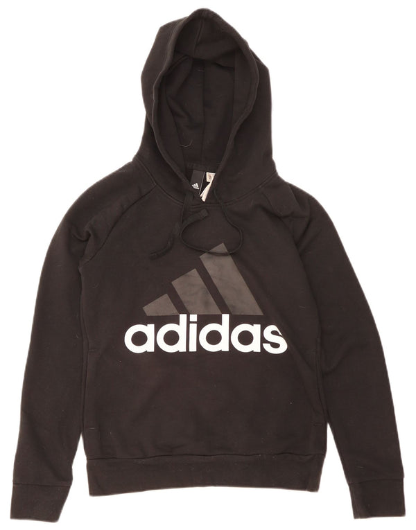 Женский джемпер с капюшоном Adidas с графическим рисунком UK 4/6 XS, черный хлопок