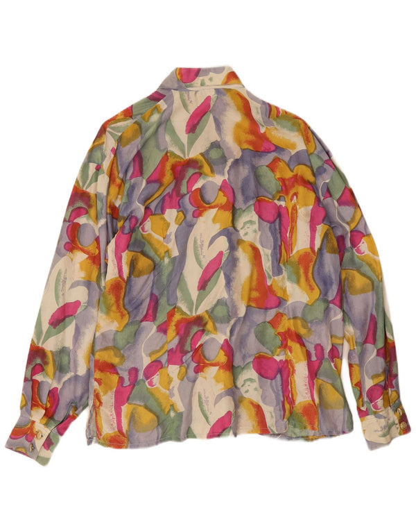 Женская блузка-рубашка с абстрактным узором Egoiste, Великобритания, 14, большой разноцветный шелк