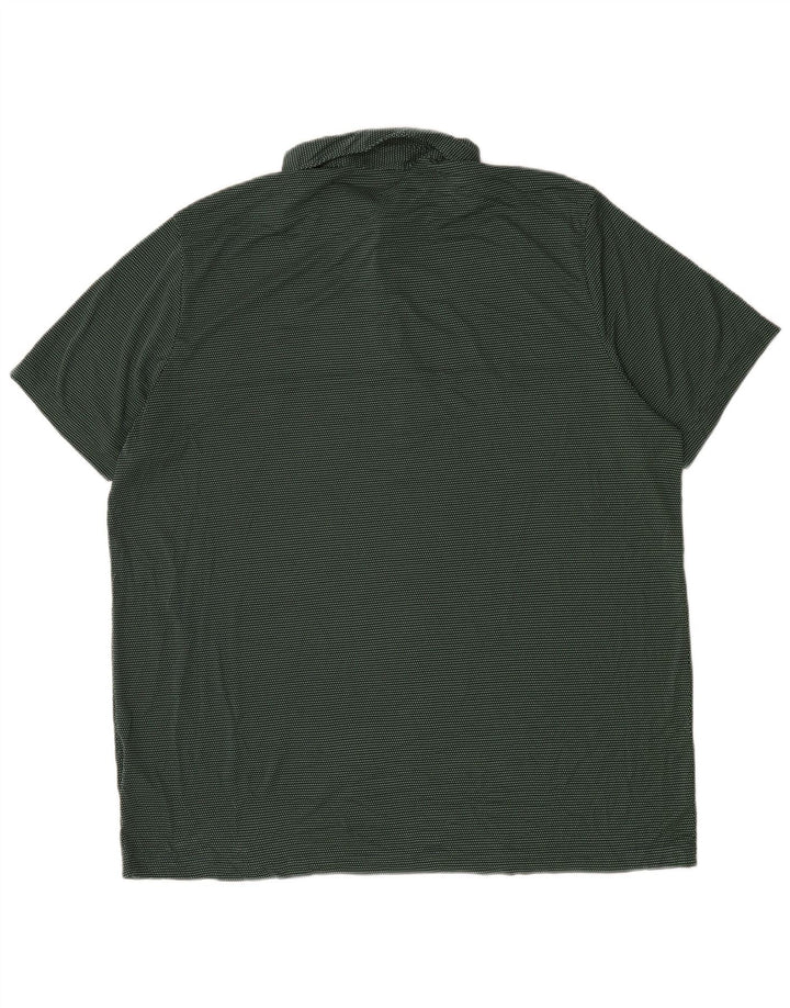 Мужская рубашка-поло Adidas 2XL зеленая, полиэстер с цветными блоками