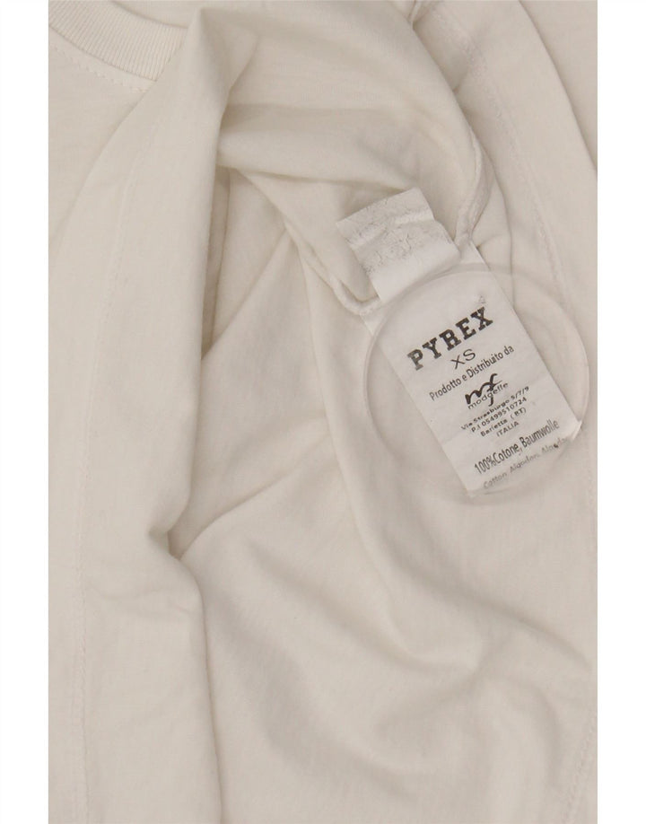 PYREX Womens Oversized Graphic T-Shirt Top UK 6 XS White Cotton