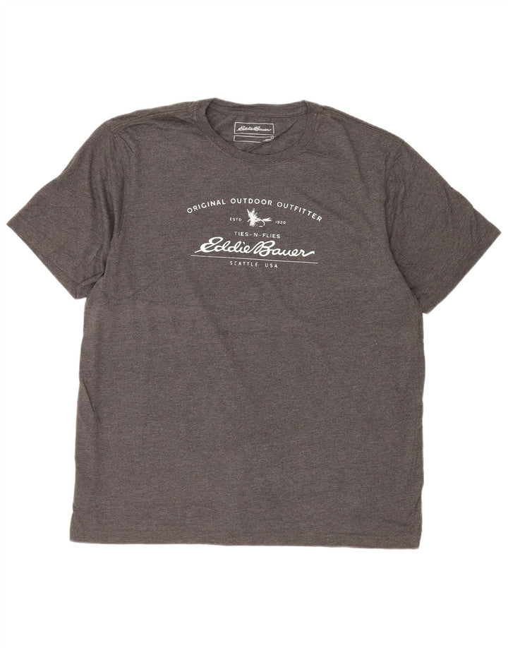 Мужская футболка с рисунком Eddie Bauer, большой серый хлопок