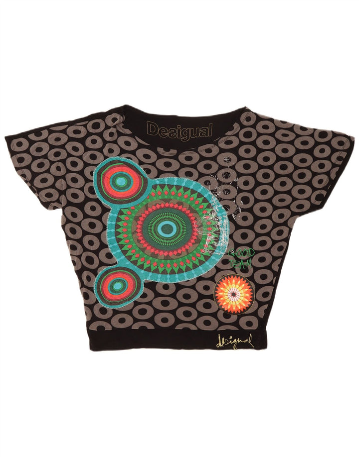 Женская блузка с рисунком Desigual Top UK 14, средний черный, вискоза с геометрическим рисунком