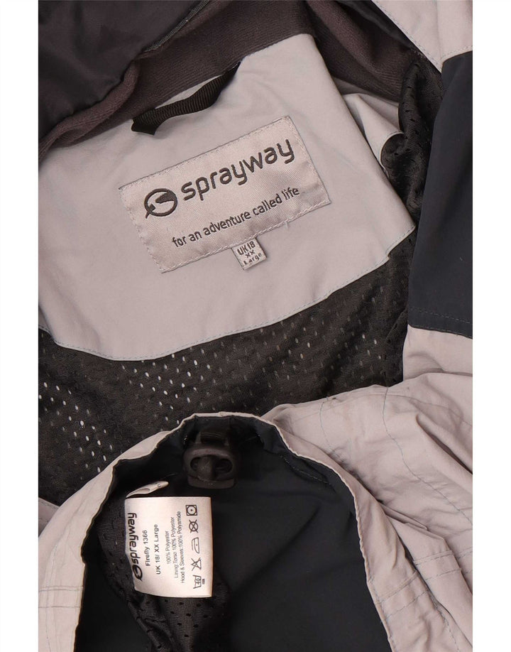 Женская оверсайз-дождевик Sprayway с капюшоном, Великобритания, 18 XL, серая, с цветными блоками
