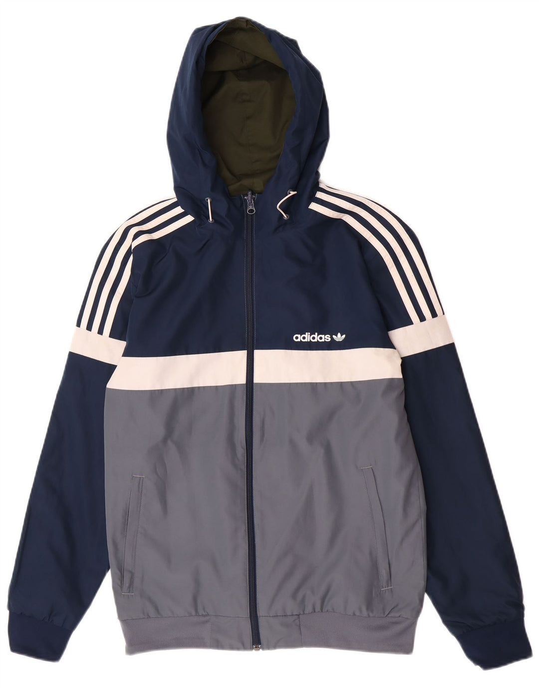 Мужская двусторонняя куртка-бомбер Adidas с капюшоном UK 36, маленький полиэстер цвета хаки