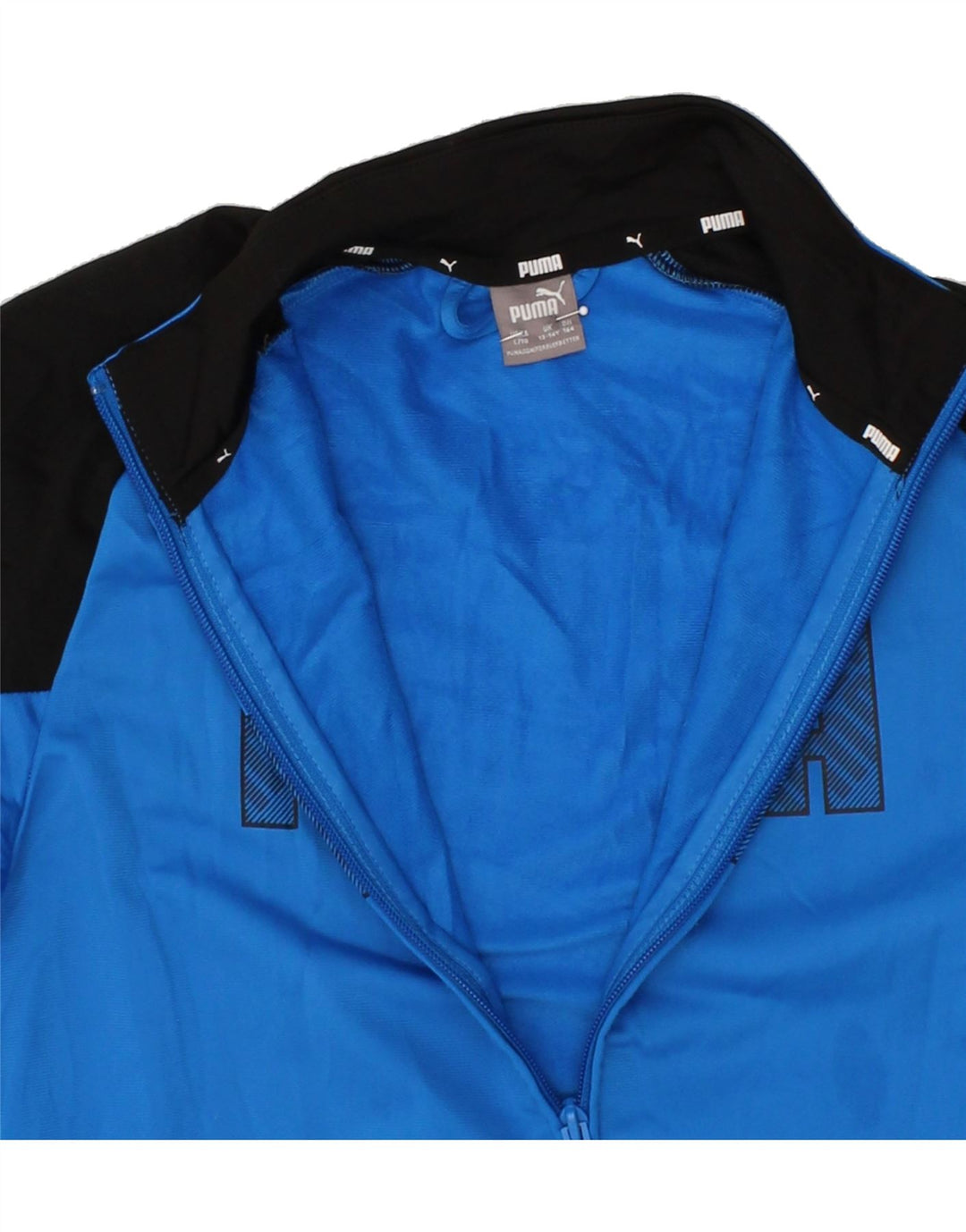PUMA Boys Graphic Tracksuit Top Jacket 13-14 Years Blue Colourblock Vintage Puma and Second-Hand Puma from Messina Hembry 