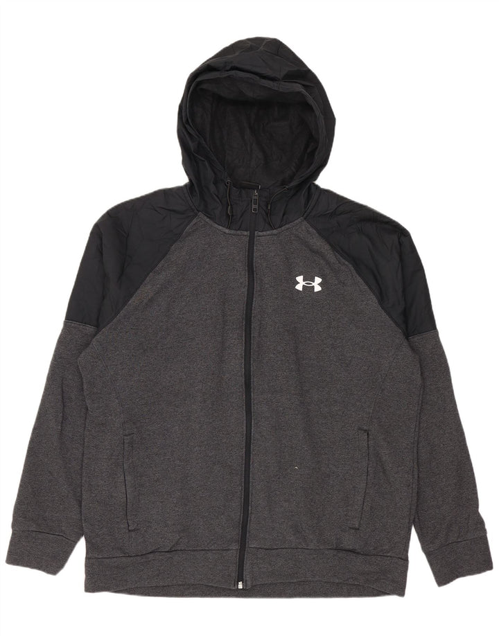Мужской свитер с капюшоном на молнии Under Armour, большой серый, хлопковый