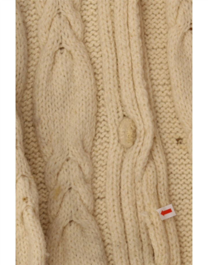 VINTAGE Womens Longline Cardigan Sweater UK 14 Medium Beige Vintage Vintage and Second-Hand Vintage from Messina Hembry 