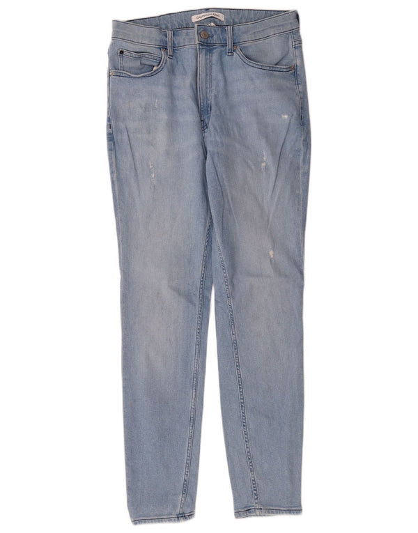 Женские потертые джинсы скинни Calvin Klein W30 L30, синий хлопок