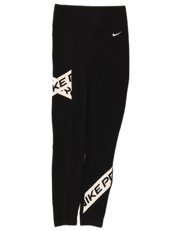 Женские леггинсы с рисунком Nike Dri Fit UK 4 XS, черные с цветными блоками