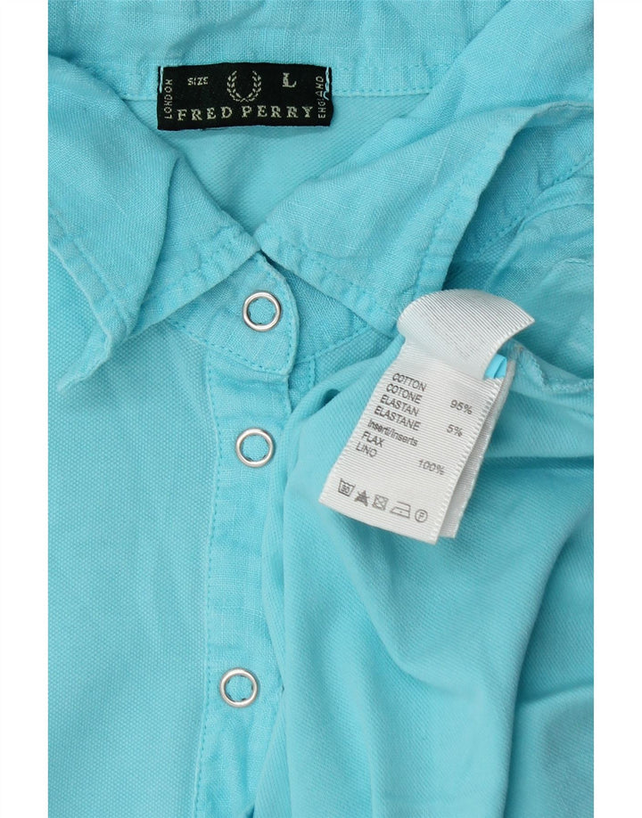 Женская рубашка поло Fred Perry UK 14, большой синий хлопок