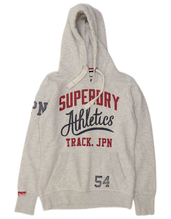 Женский джемпер с капюшоном Superdry UK 12, средний серый хлопок в крапинку