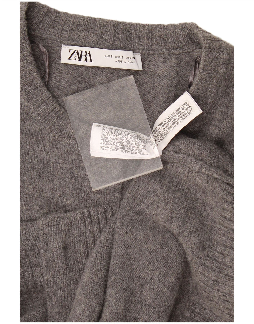 Женский кардиган Zara UK 10, маленький серый шерстяной с крапинками