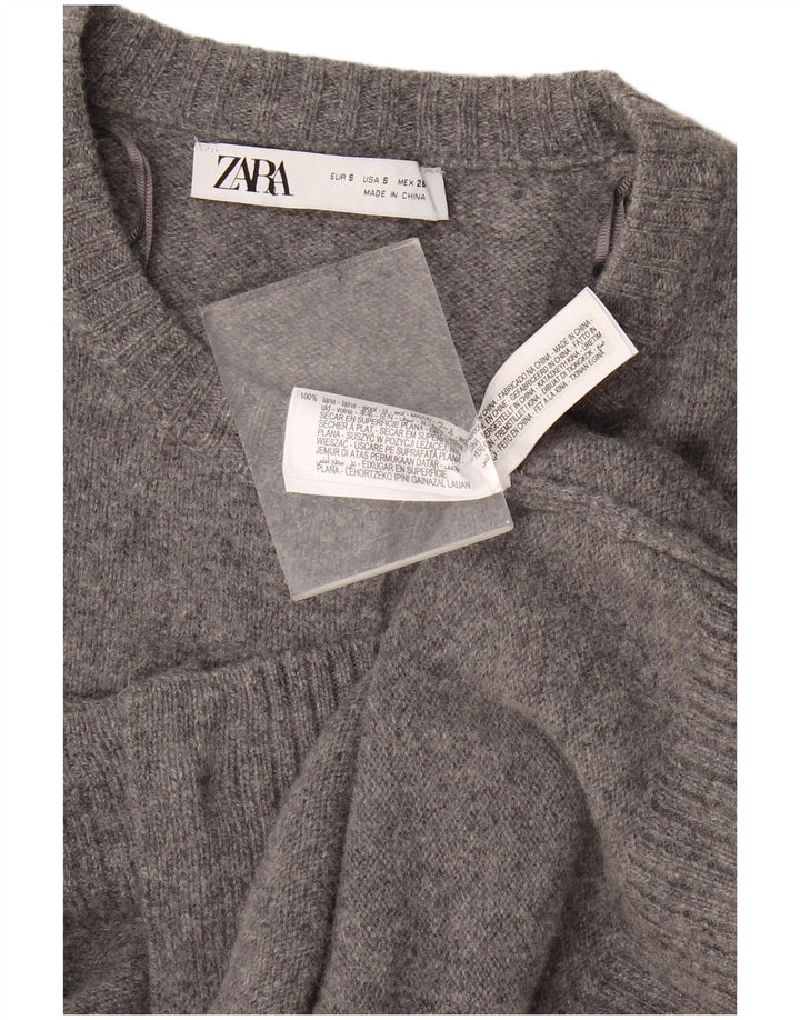Женский кардиган Zara UK 10, маленький серый шерстяной с крапинками