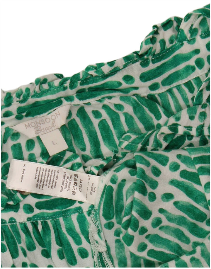 Женская укороченная блузка-рубашка оверсайз MONSONON UK 16, большая зеленая полоска