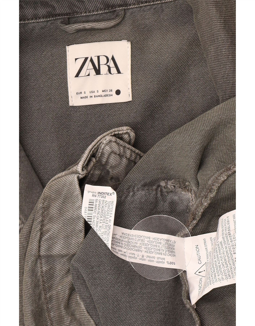 Женское джинсовое пальто оверсайз Zara UK 10, маленький серый хлопок