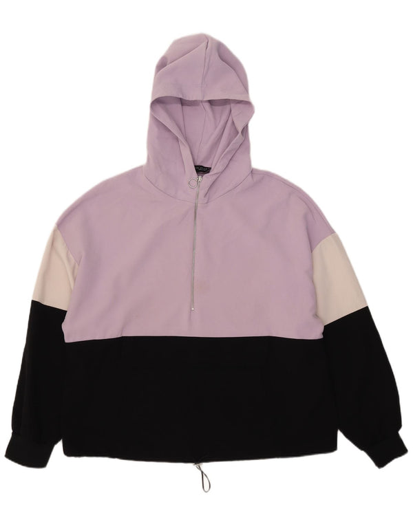 Женский джемпер с капюшоном на молнии Zara UK 18 XL, фиолетовый, полиэстер с цветными блоками