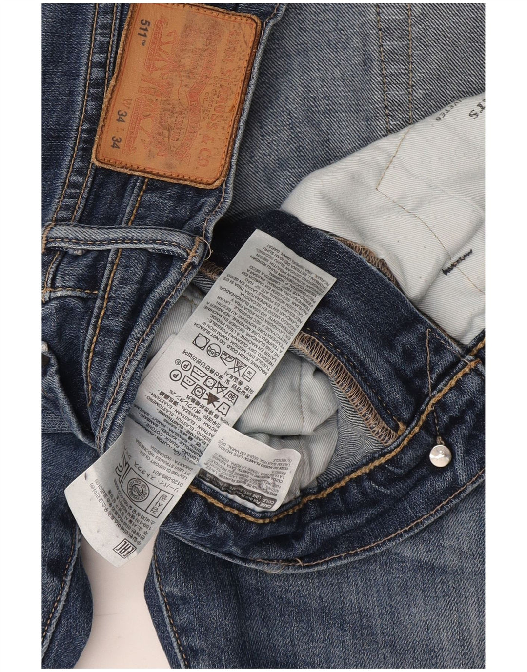 Мужские джинсы Levi's 511 Slim W34 L28 синие, хлопок