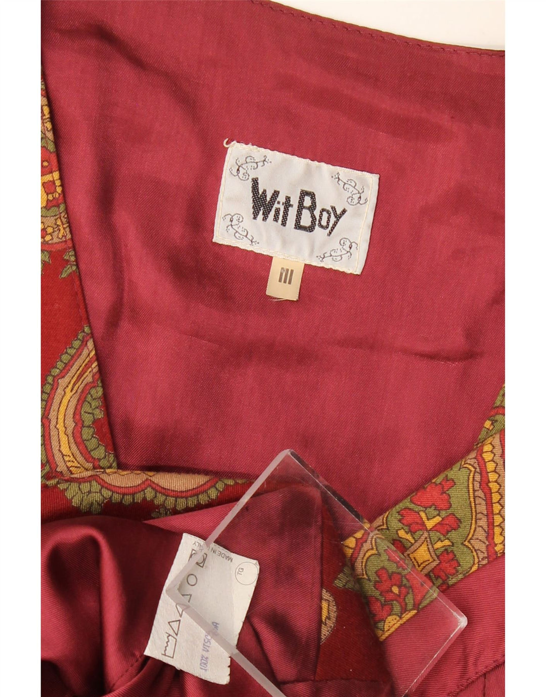 Мужской жилет Wit Boy, средний бордовый, вискоза с узором пейсли