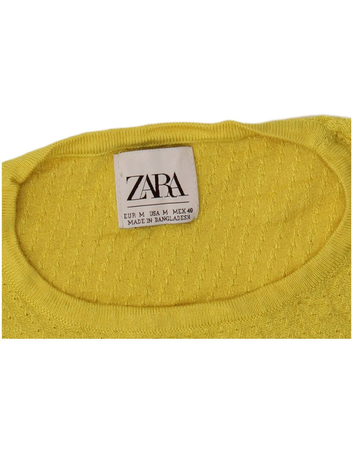 Женский джемпер с круглым вырезом Zara UK 12, средний желтый цвет