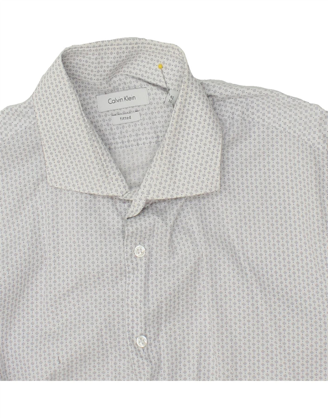 CALVIN KLEIN Mens Abstract Pattern Shirt Size 41 16 Large White Cotton Vintage Calvin Klein and Second-Hand Calvin Klein from Messina Hembry 