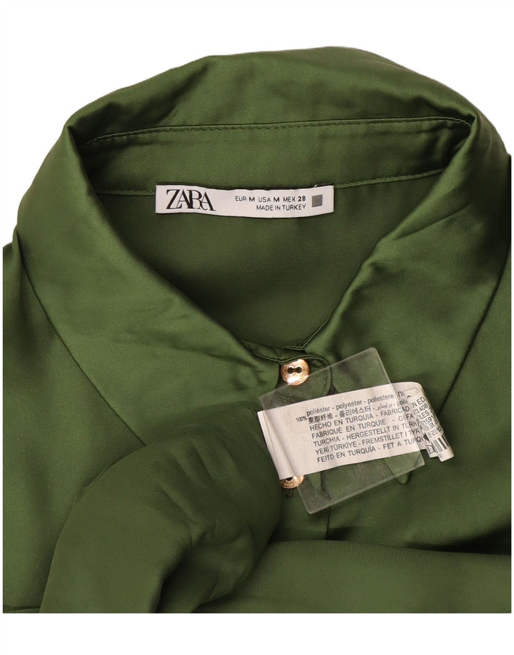 Женское платье-рубашка Zara UK 14, средний зеленый полиэстер