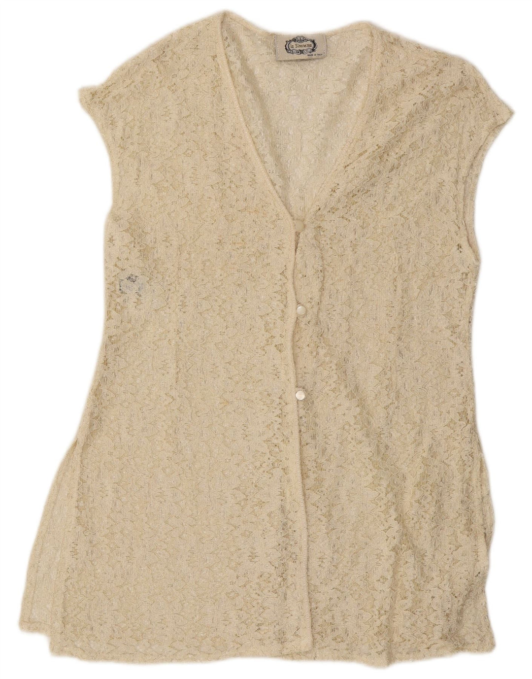 LA SIRENETTA Женская Блузка-Рубашка Без Рукавов UK 14 Средний Белый Вискоза