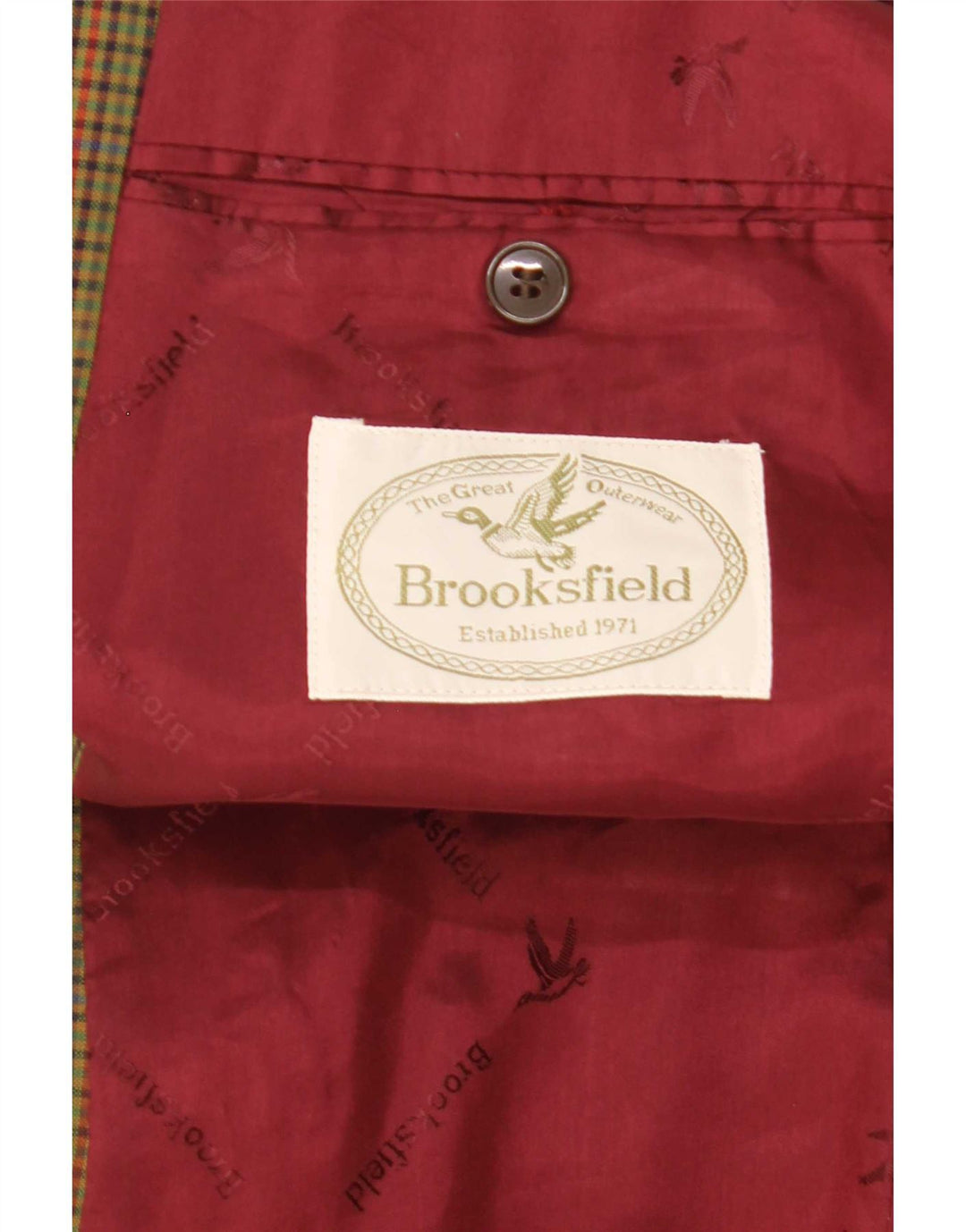 Мужской пиджак Brooksfield на 2 пуговицах IT 52 XL, зеленая шерсть в мелкую клетку