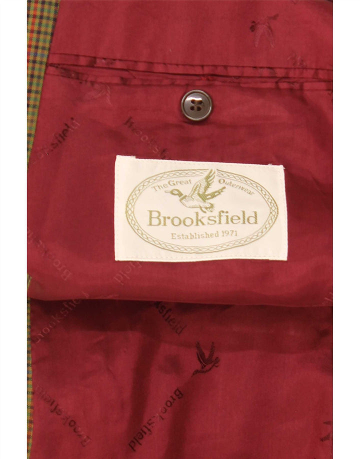 Мужской пиджак Brooksfield на 2 пуговицах IT 52 XL, зеленая шерсть в мелкую клетку