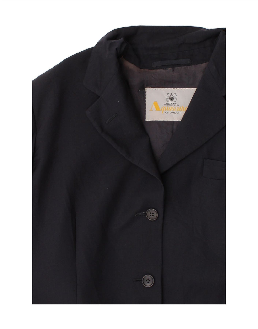 AQUASCUTUM Womens 3 Button Blazer Jacket UK 12 Medium Navy Blue Vintage Aquascutum and Second-Hand Aquascutum from Messina Hembry 