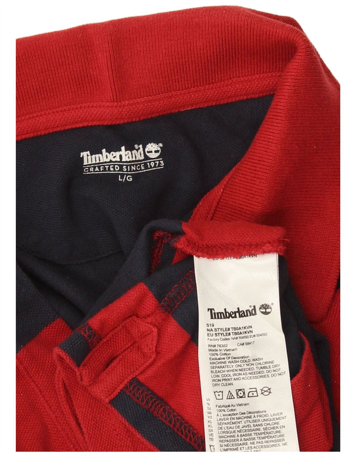 Мужская рубашка поло Timberland из хлопка в большую красную полоску