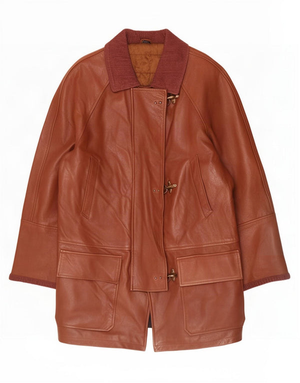 Giamax Женское Дафлл Кожаное Пальто IT 50 2XL Коричневое