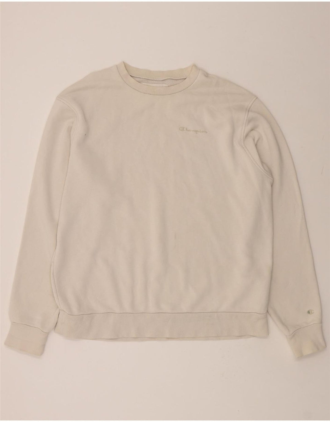 CHAMPION Mens Sweatshirt Jumper XL Off White Cotton Vintage Champion and Second-Hand Champion from Messina Hembry 