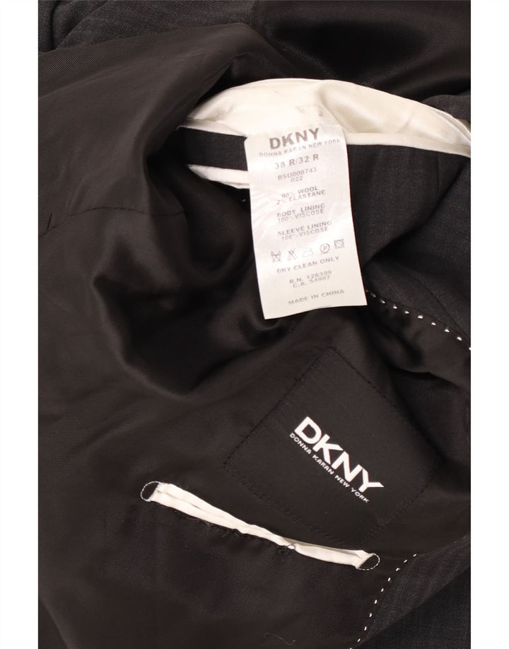 Мужской пиджак Dkny с 2 пуговицами, Великобритания, 38, средний серый, шерстяной в тонкую полоску