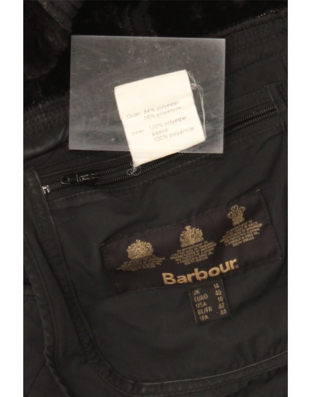 BARBOUR Женская стеганая куртка UK 14 Средний Черный Полиэстер